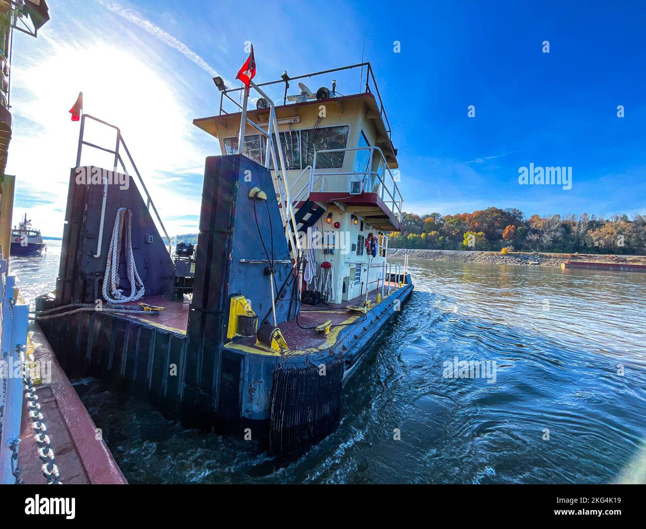 It’s a bright morning for the M/V Kimmswick that serves as a tender ...