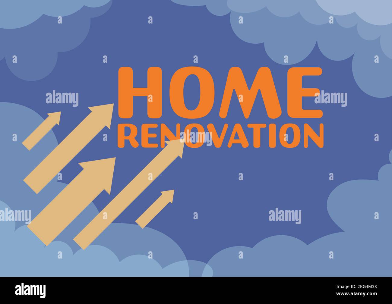 Text caption presenting Home Renovation. Business overview process of