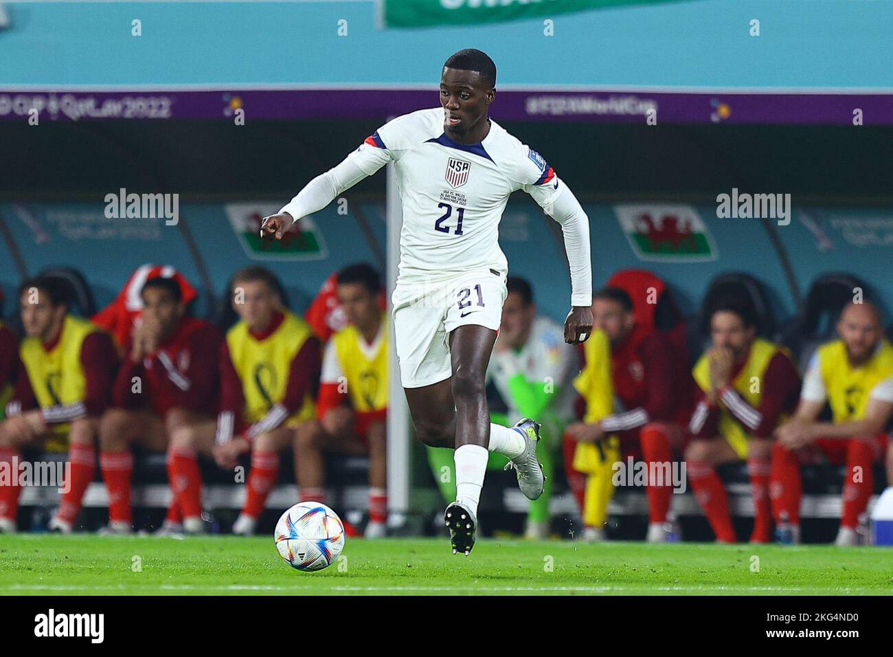 Timothy Weah During The Fifa World Cup Qatar 2022 Group B Match Between Timothy Weah During The Fifa World Cup Qatar 2022 Group B Match Between