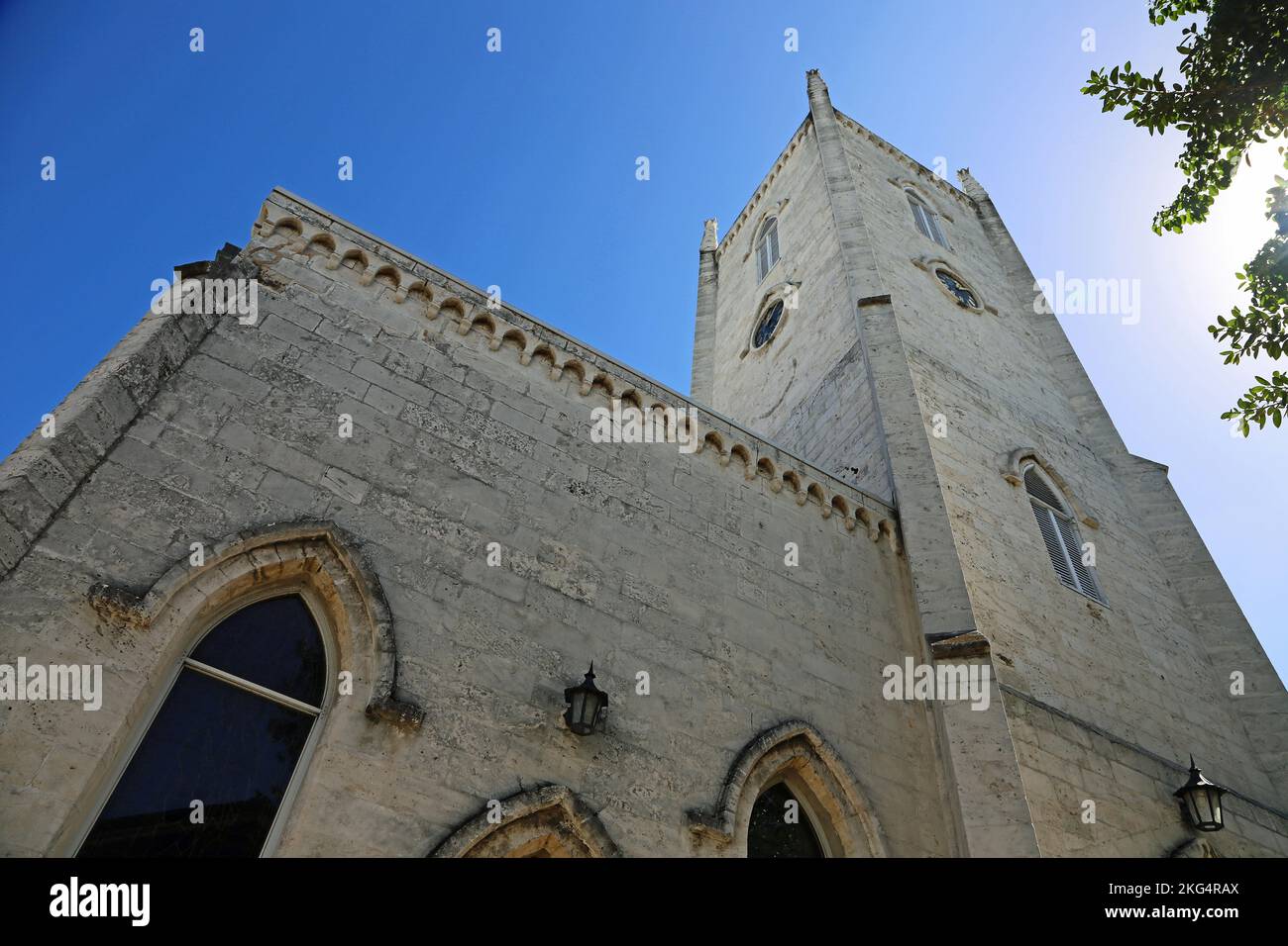 The tower of Christ Church Cathedral - Nassau, The Bahamas Stock Photo