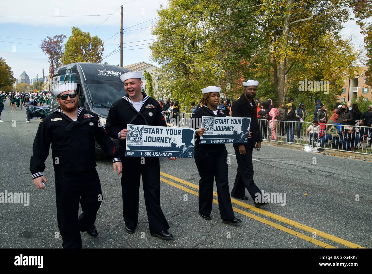 Navy Recruiting Staton Sailors walking in the North Carolina A&T