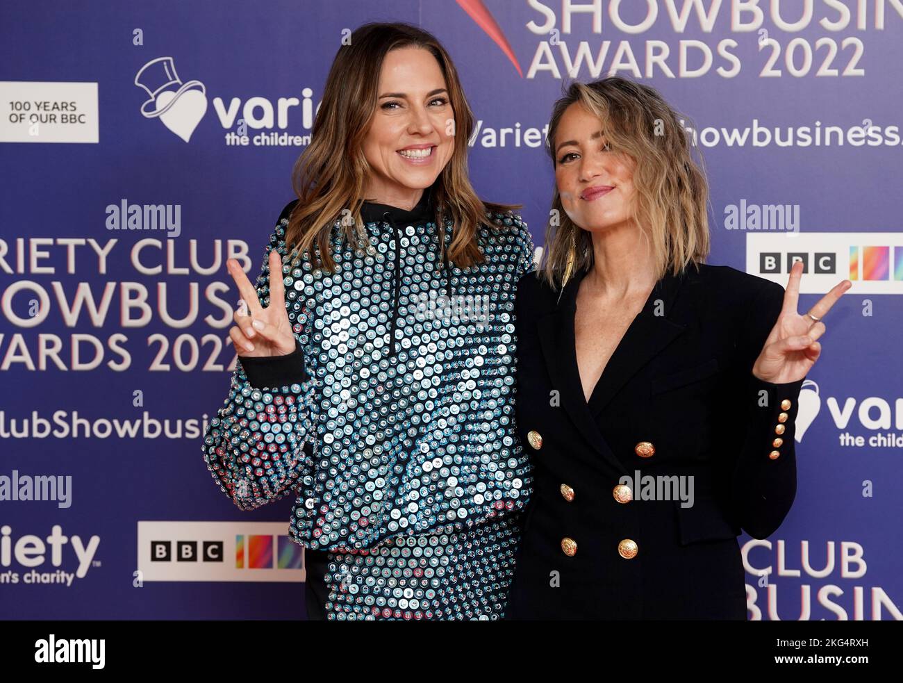 Melanie Chisholm (left) and KT Tunstall arrive at the Variety Club
