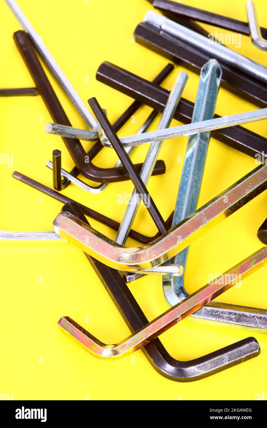 Different sizes of Allan key wrenches close up Stock Photo Alamy
