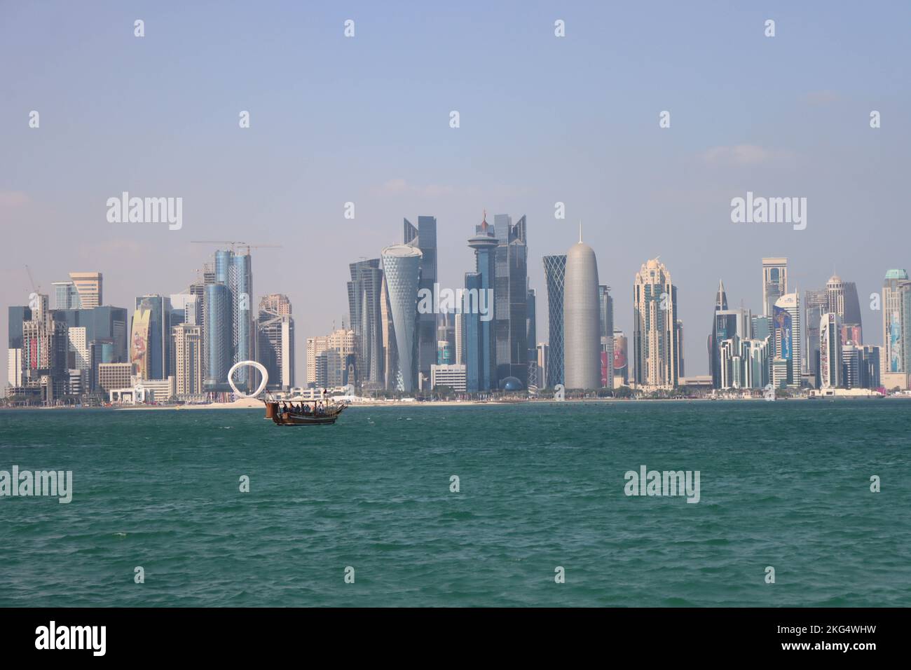 Doha, Qatar, 21th November 2022. Panorama in the Corniche. Stock Photo