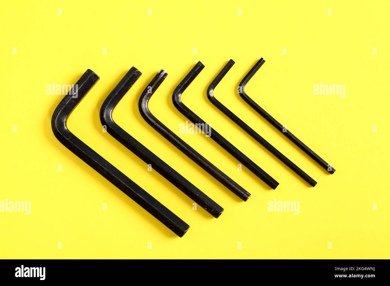 Different sizes of Allan key wrenches close up Stock Photo