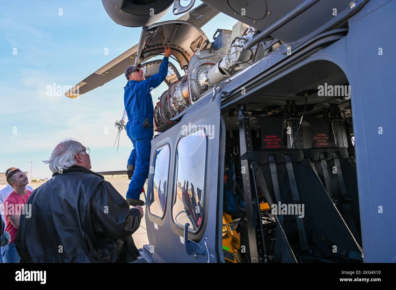 A Boeing MH139 “Greywolf” helicopter is parked for a static display at