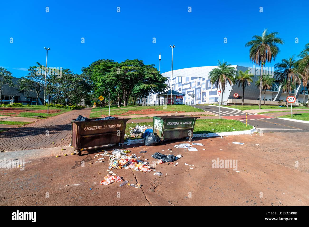 Brasilia, Brazil - February 28, 2022: communal waste at the container in the city Stock Photo