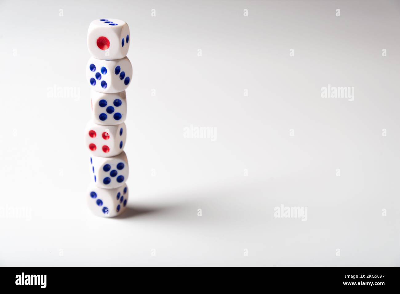 Tower dice on white background. Board game Stock Photo