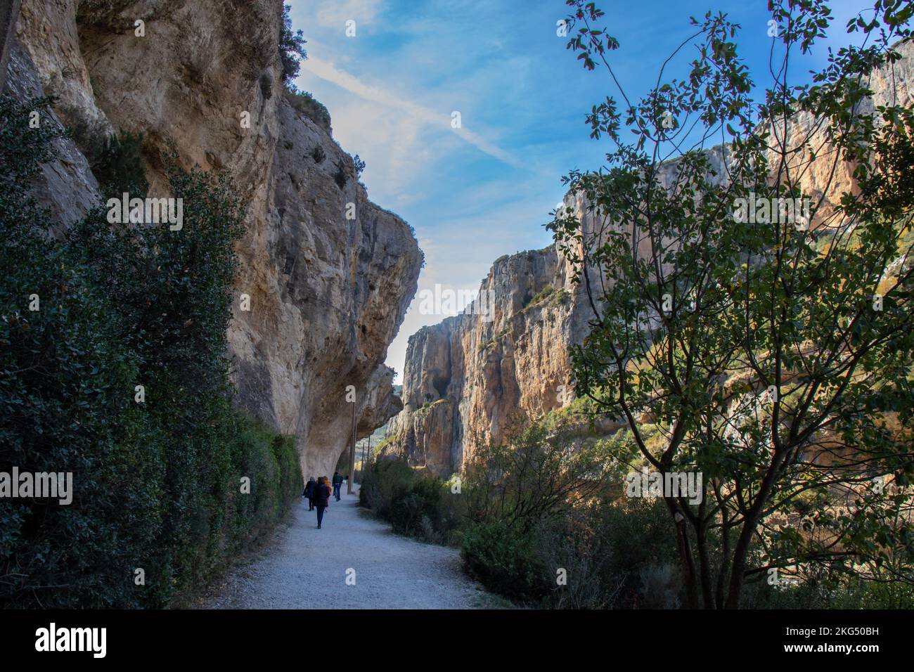 Foz o cañón de Lumbier en otoño, formado por el río Irati. Garganta de piedra caliza. Lugar mágico en Navarra, España Stock Photo