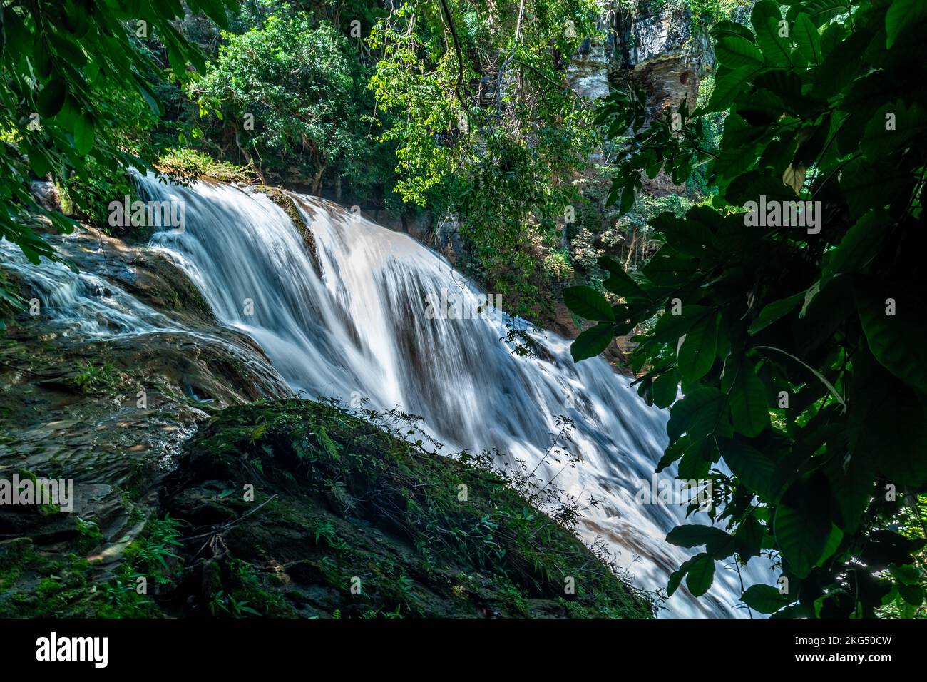 Waterfall in Brazil in nature Stock Photo