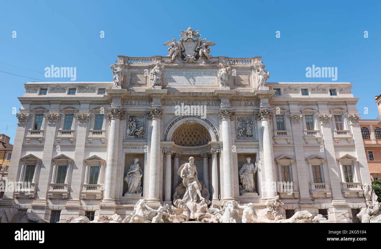 The famous Trevi Fountain in the Italy, Rome, here people throw a coin