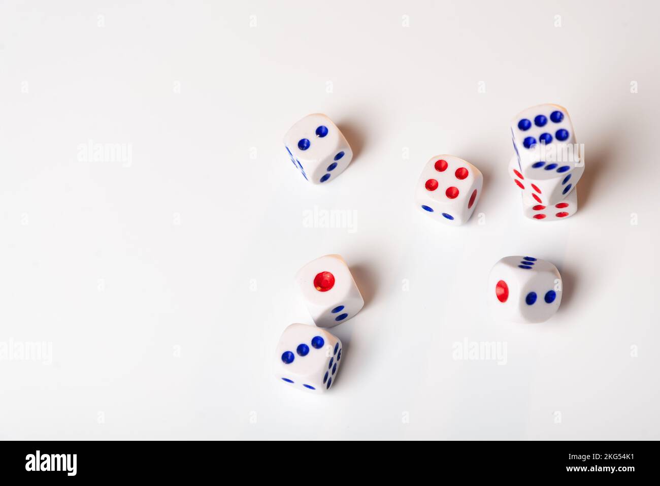 Cubes with numbers a white background. Colored cubes with numbers Stock Photo