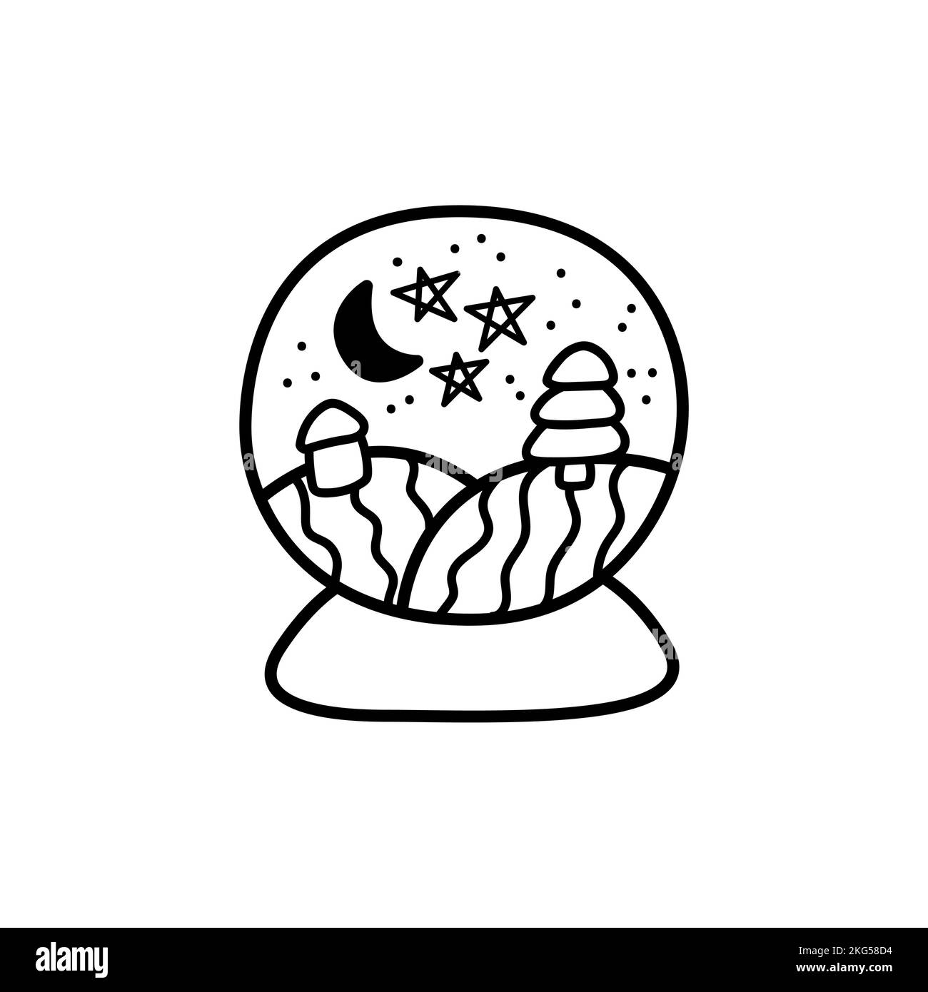 Magic christmas glass ball doodle isolated. Christmas decoration