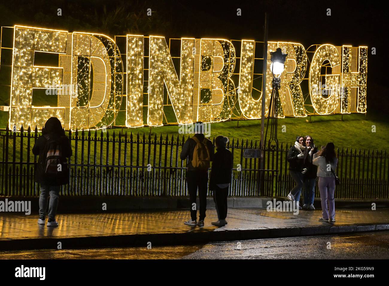 Edinburgh Scotland, UK 21 November 2022. Edinburgh Christmas lights on