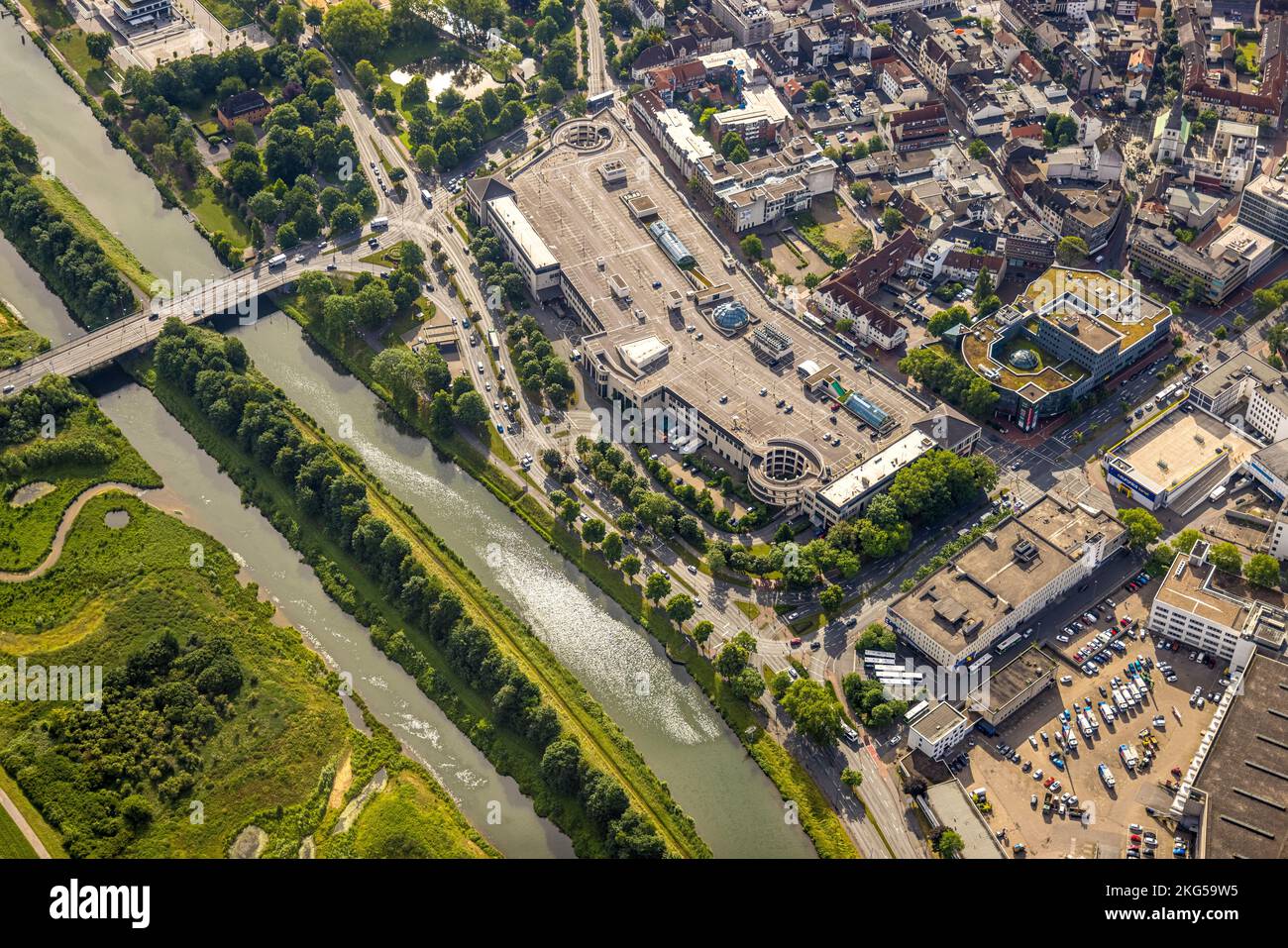 Aerial view, city center view with Allee-Center and City-Center, Mitte, Hamm, Ruhr area, North Rhine-Westphalia, Germany, DE, Shopping center, Shoppin Stock Photo
