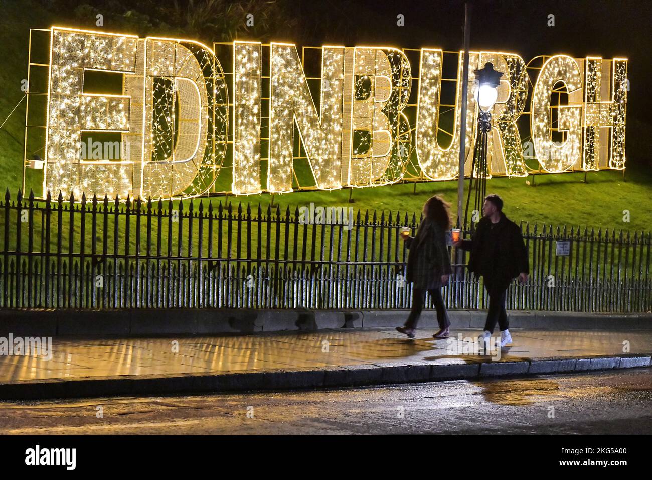 Edinburgh Scotland, UK 21 November 2022. Edinburgh Christmas lights on