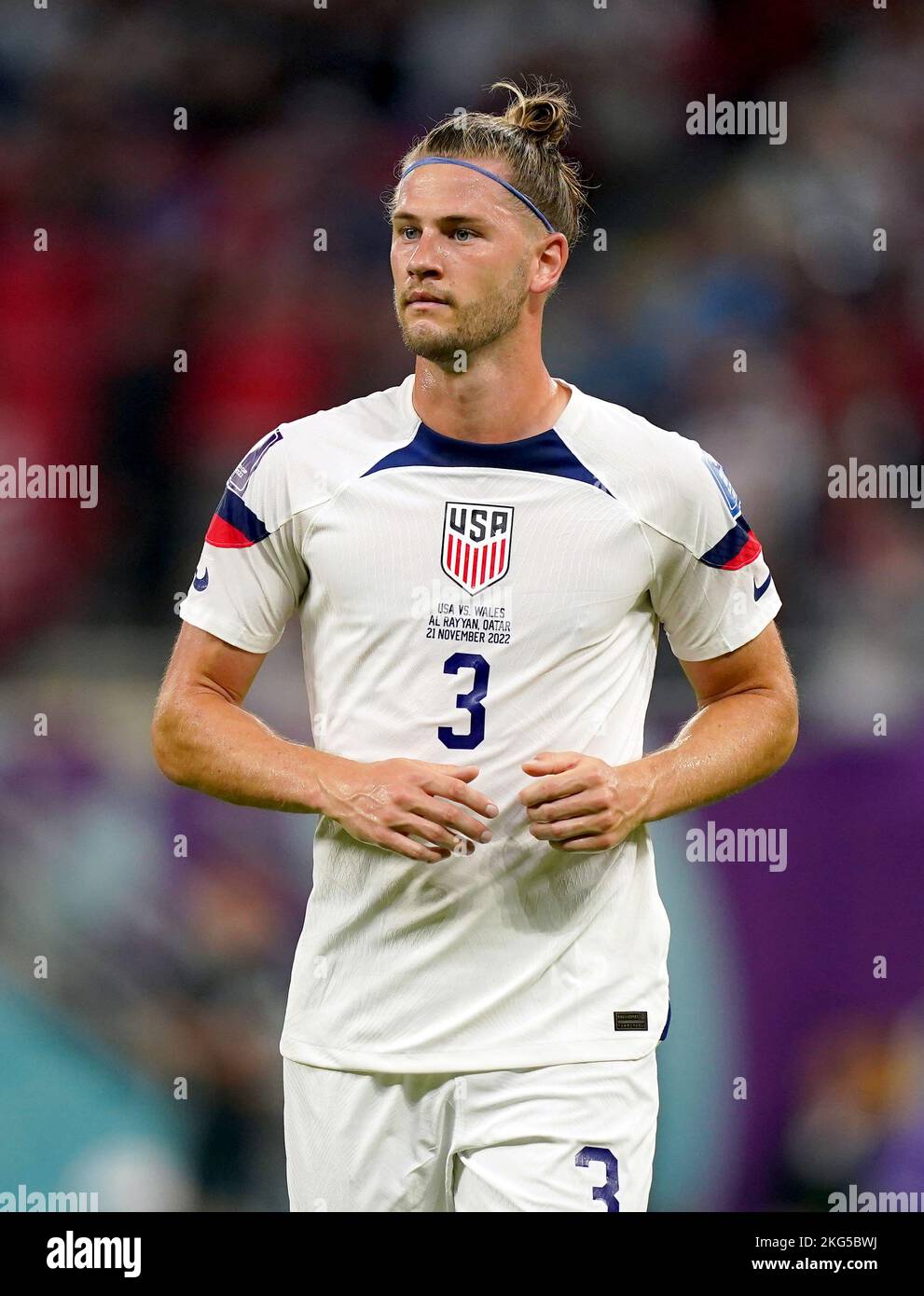 USA's Walker Zimmerman during the FIFA World Cup Group B match at the Ahmad Bin Ali Stadium, Al