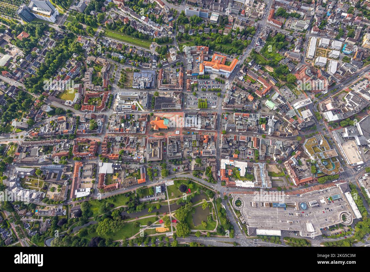 Aerial view, city center view with Allee-Center, evang. Pauluskirche and St. Marien-Hospital, Mitte, Hamm, Ruhrgebiet, North Rhine-Westphalia, Germany Stock Photo