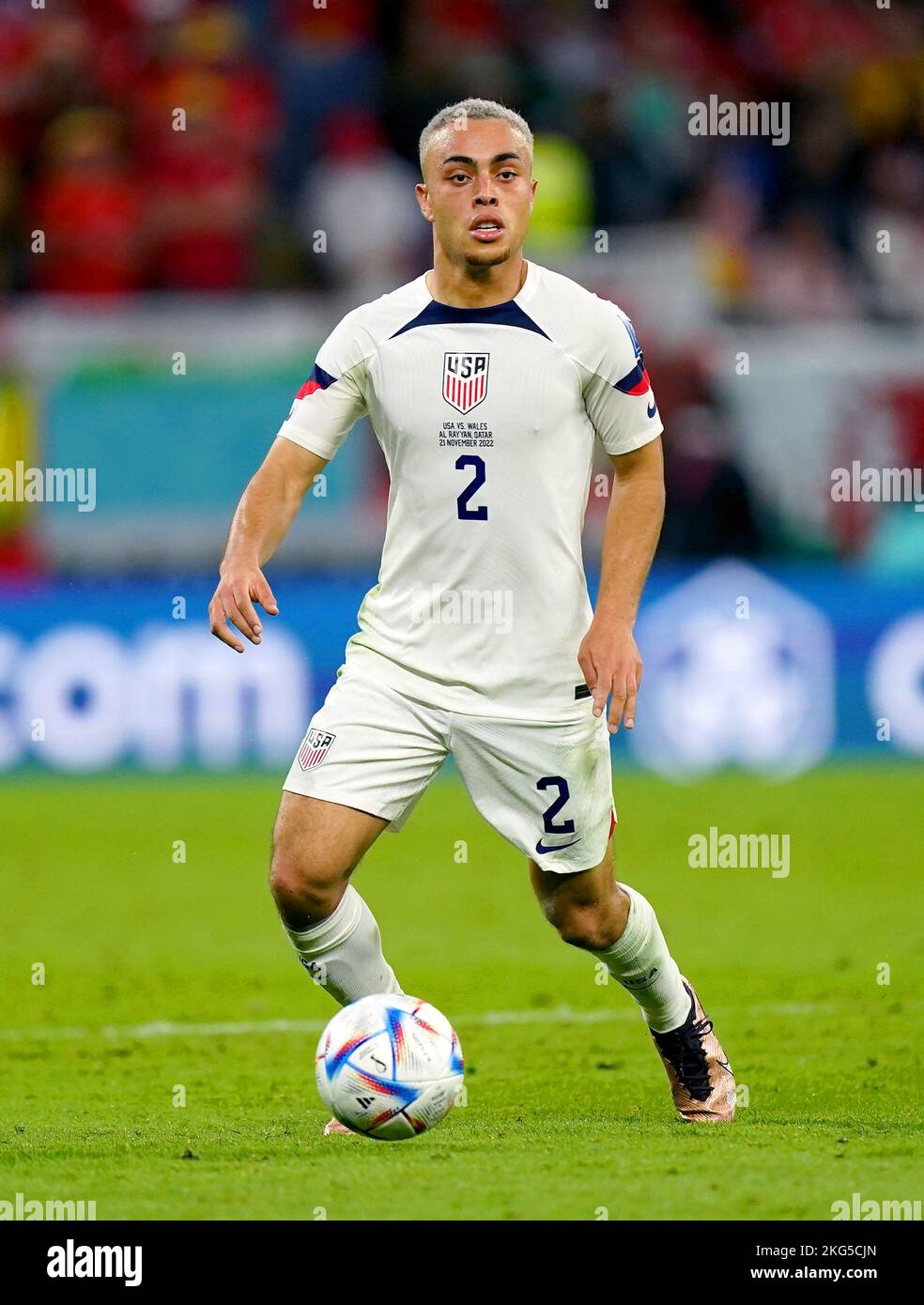 USA's Sergino Dest during the FIFA World Cup Group B match at the Ahmad ...