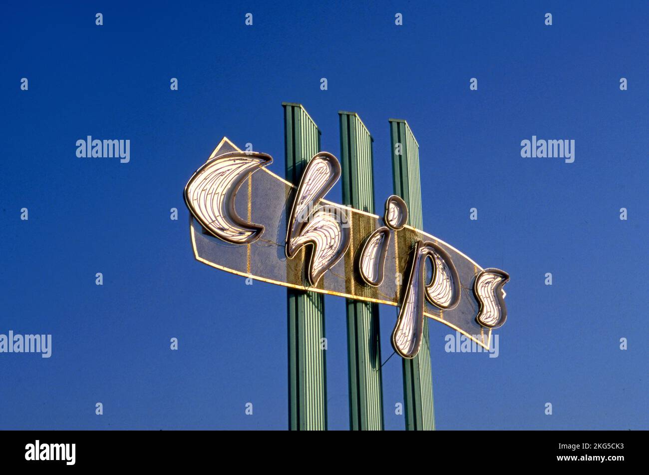 Googie style sign of Chips Coffee Shop in Hawthorne, CA Stock Photo