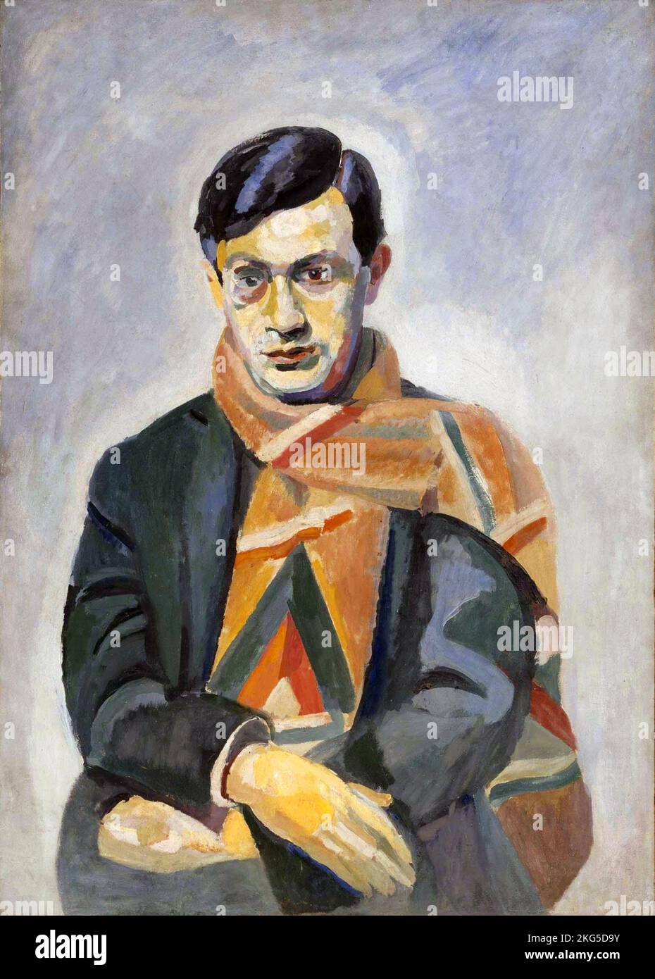 Tristan Tzara (1896 – 1963) Romanian and French avant-garde poet, essayist and performance artist. Painting of Tzara, 1923, by Robert Delaunay Stock Photo