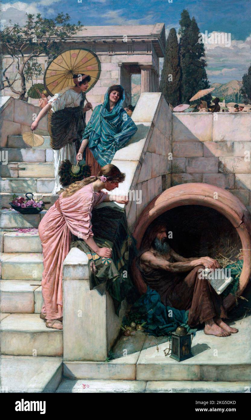 Diogenes 1882, Painting by John William Waterhouse Stock Photo