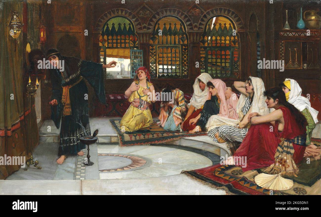 Consulting the Oracle 1884, Painting by John William Waterhouse Stock Photo