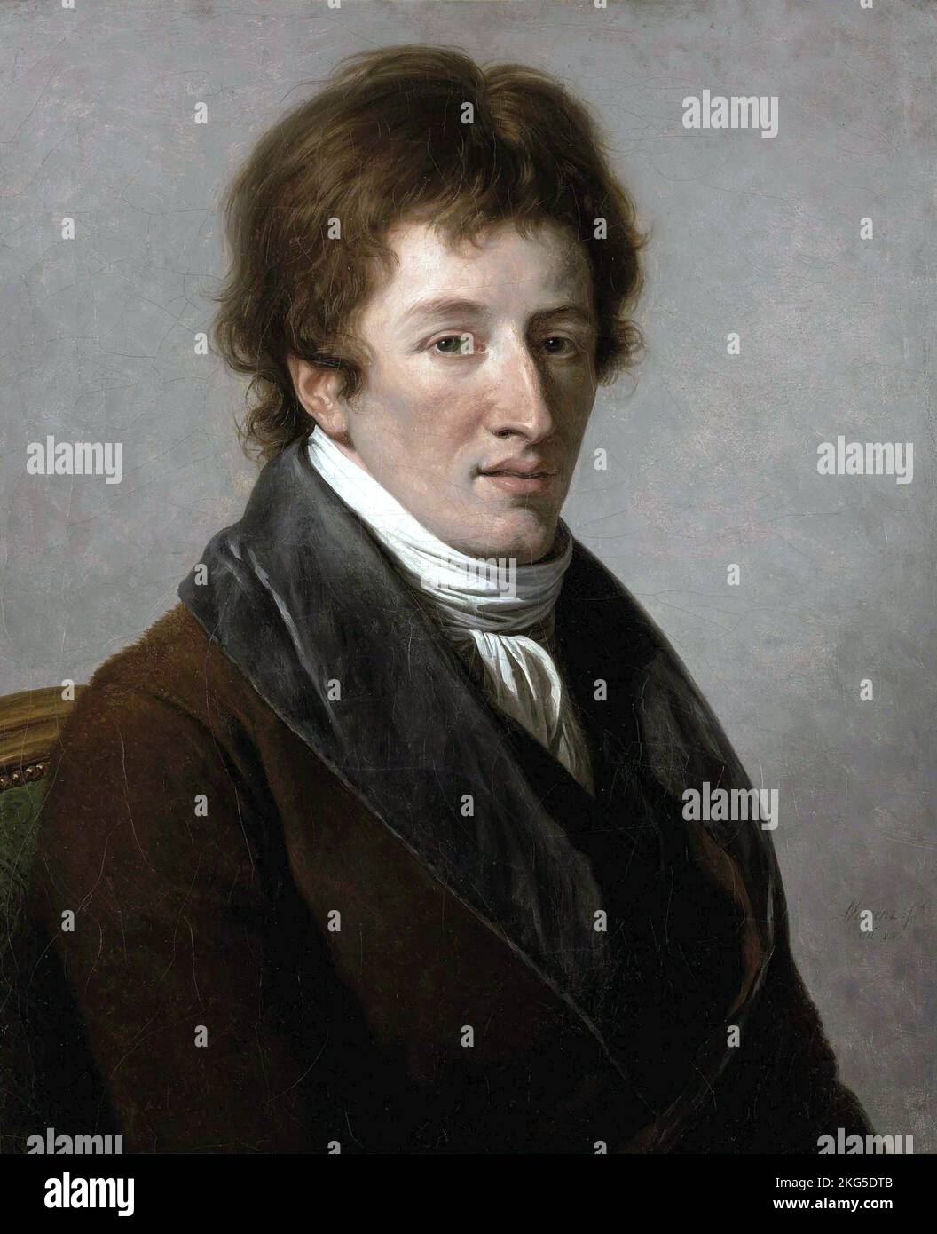Baron Georges Cuvier (1769-1832) Portrait by François-André Vincent, 1795 Jean Léopold Nicolas Frédéric, Baron Cuvier, Jean Leopold Nicolas Frederic Cuvier (1769 – 1832), Georges Cuvier, French naturalist and zoologist, sometimes referred to as the 'founding father of paleontology'. Stock Photo