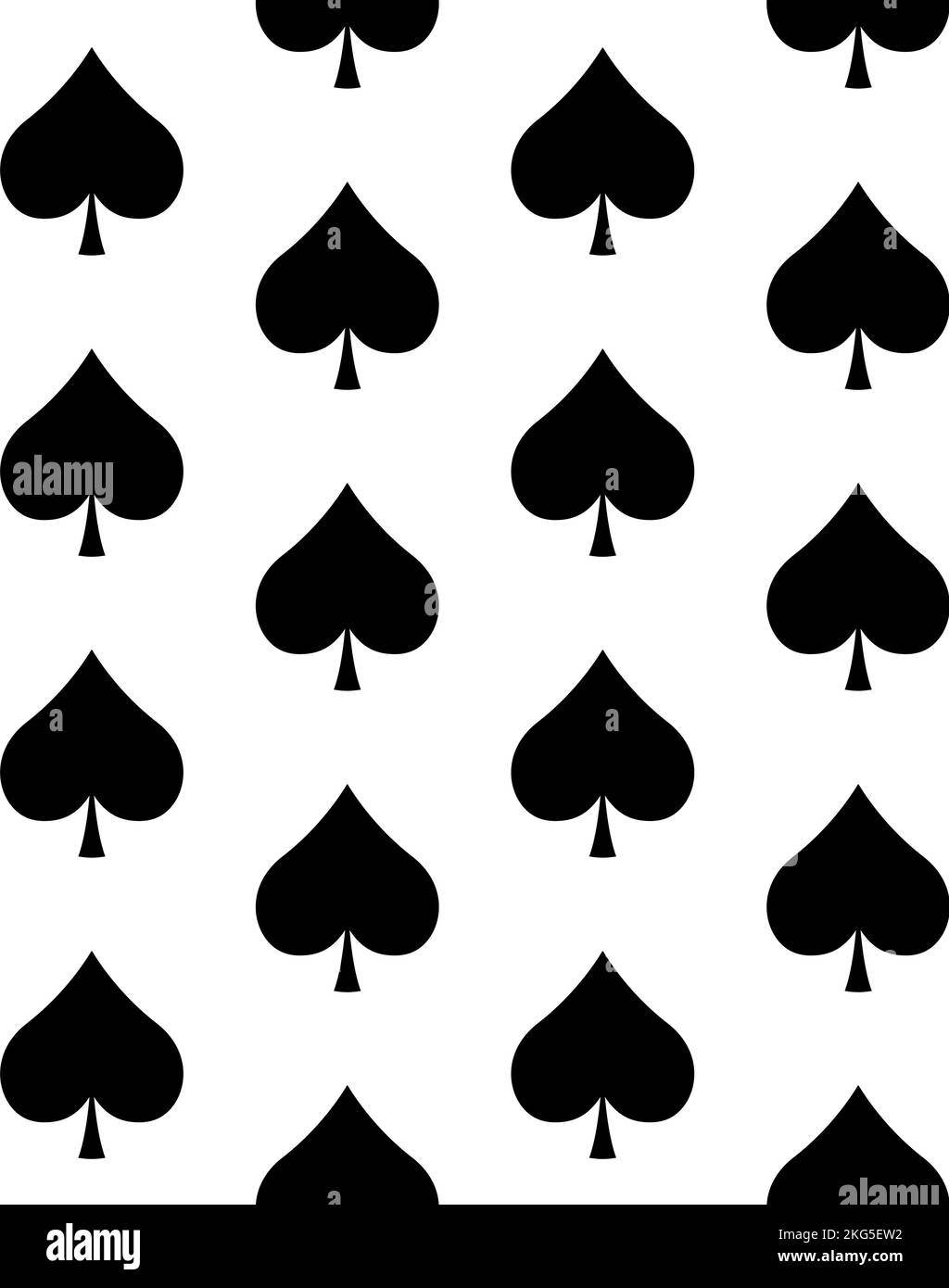 Vector seamless pattern of flat peak spades card sign isolated on white background Stock Vector