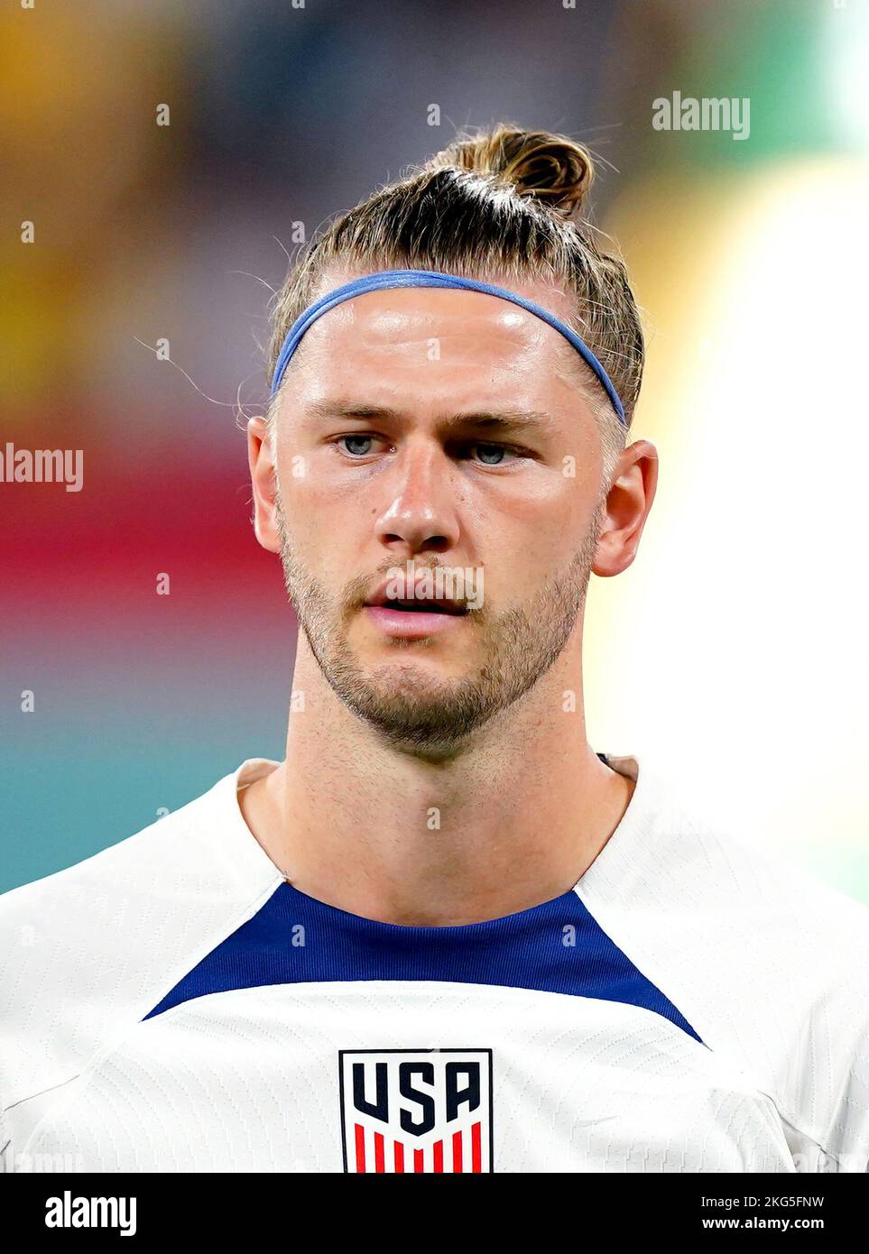 USA's Walker Zimmerman during the national anthem ahead of the FIFA World Cup Group B match at