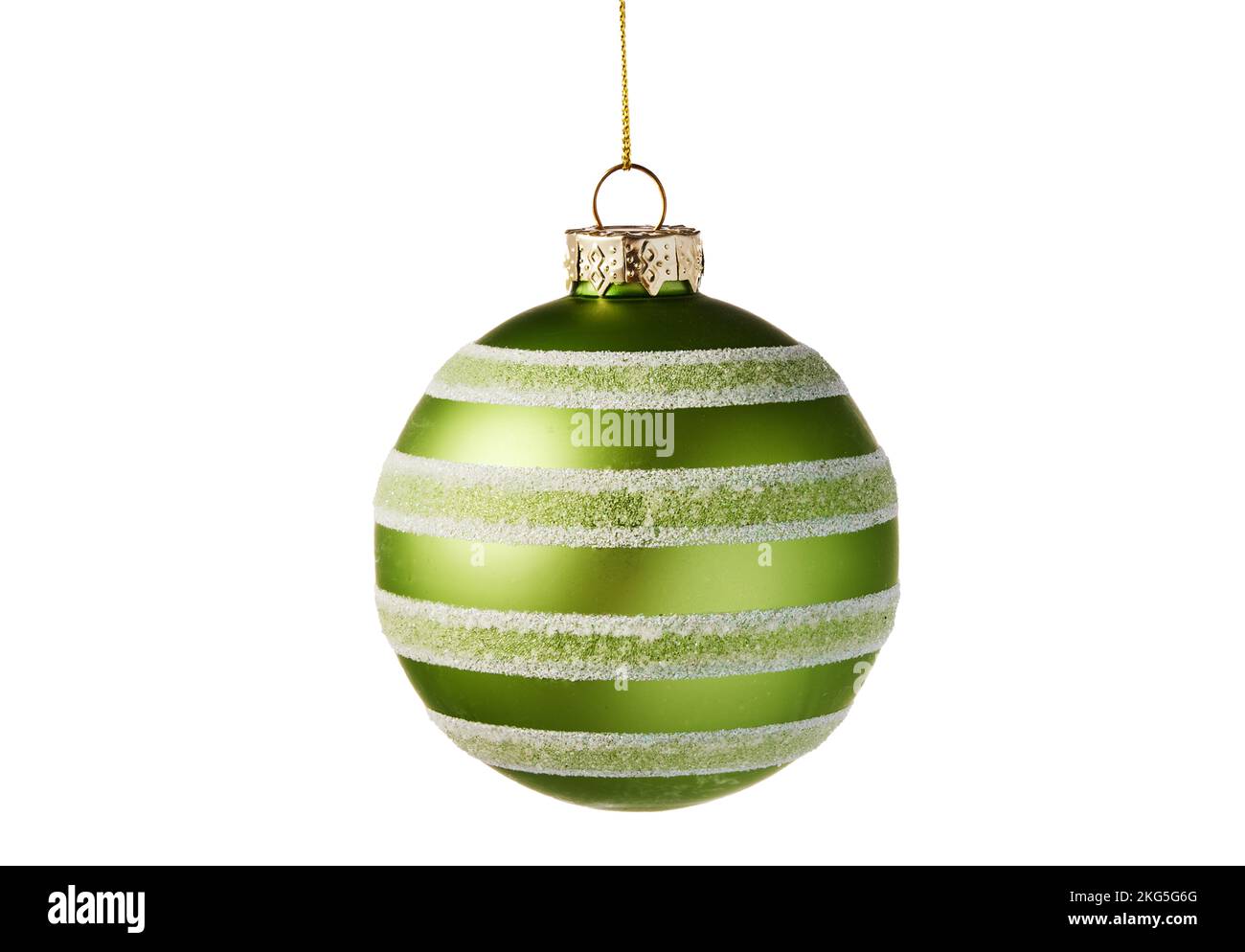 Christmas tree green glitter ball isolated on white background. Christmas decoration. Stock Photo