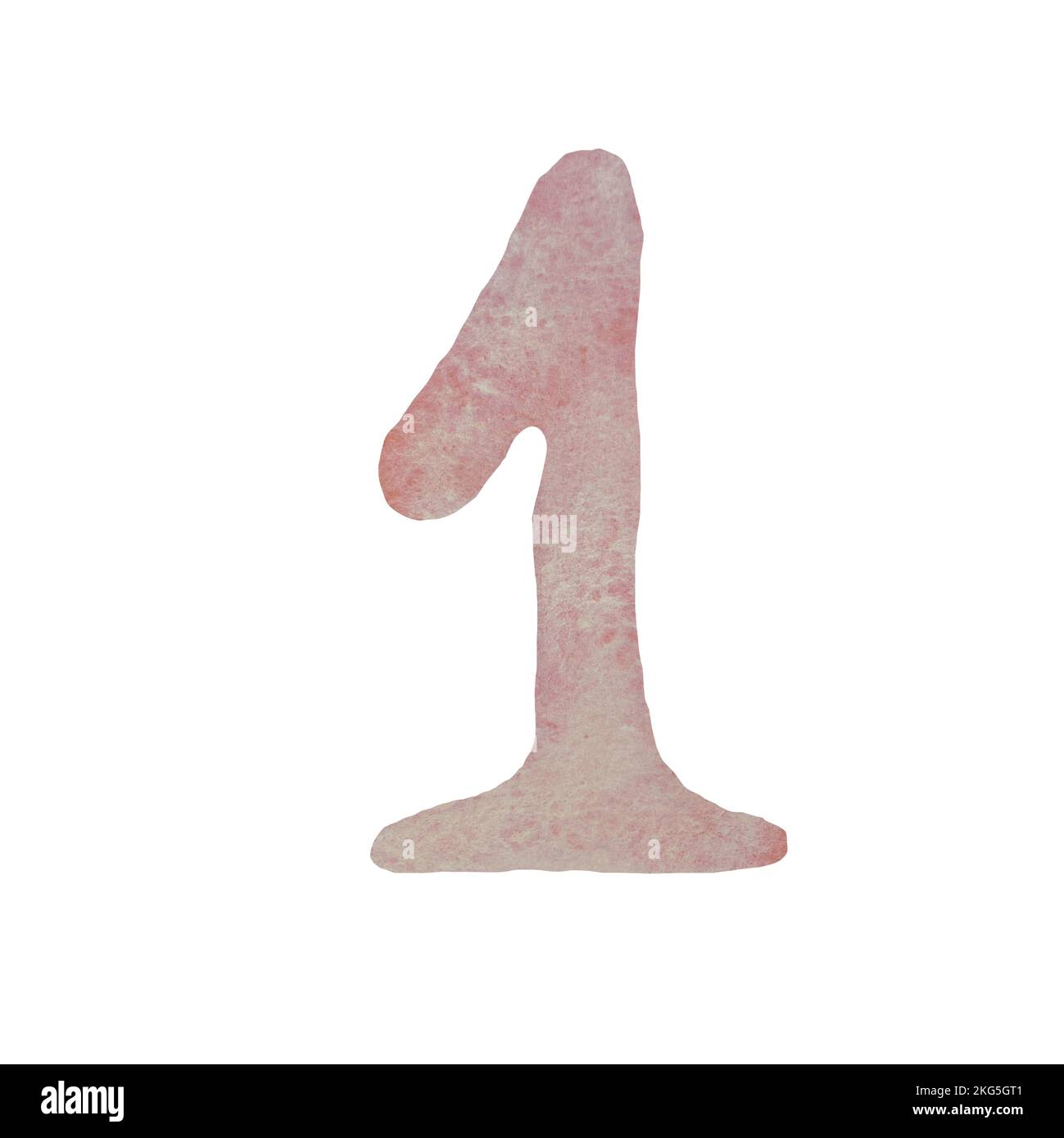 Number one figure pink a watercolor illustration Stock Photo