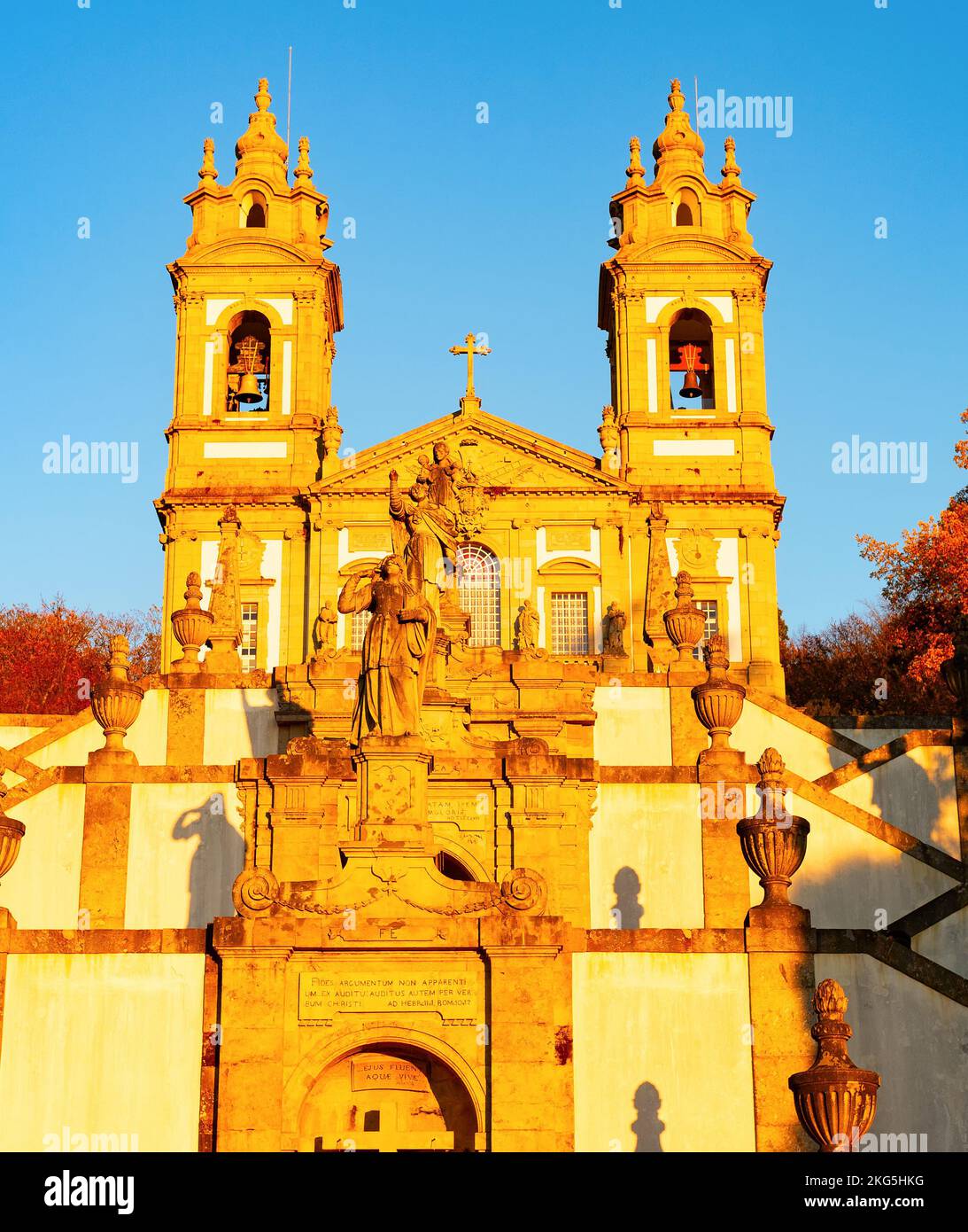 Bom Jesus do monte, baroque church sunset view, Braga, Portugal Stock Photo