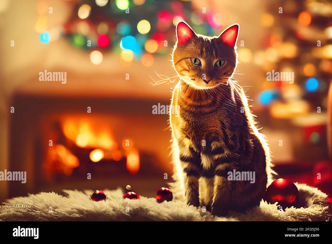 Colorful Christmas kitten AI Stock Photo Alamy