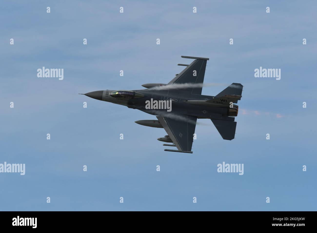 An F16 Fighting Falcon aircraft assigned to the Wisconsin Air National