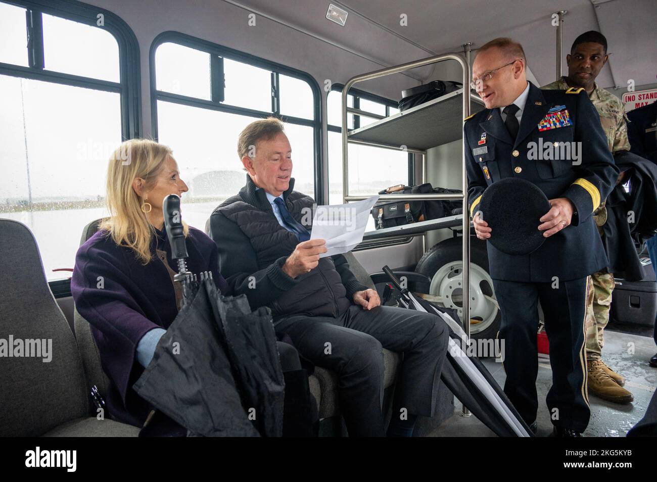 Governor ned lamont first lady annie lamont and maj gen francis evon