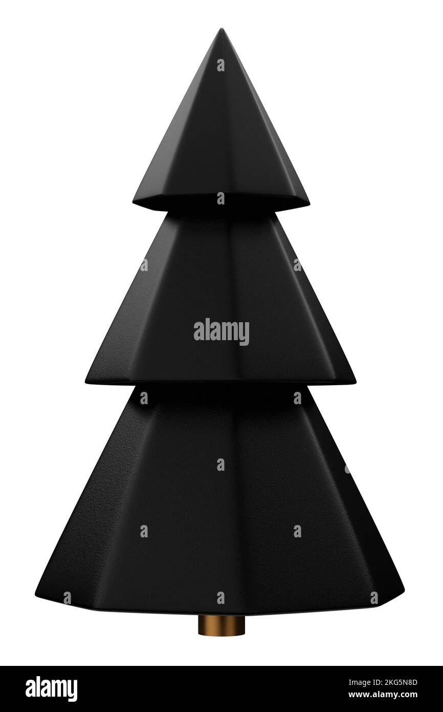 minimal low poly 3d render christmas black tree isolated Stock Photo ...