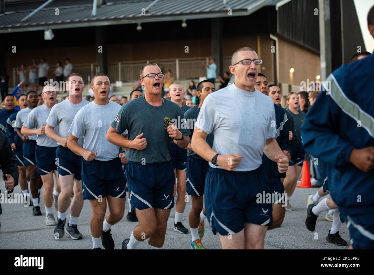 More than 600 Airmen assigned to the 433rd Training Squadron graduated from Basic Military Training at Joint Base San Antonio-Lackland, Texas, Oct. 5-6, 2022. Gen. Mike Minihan, Commander of Air Mobility Command, reviewed the ceremony. Stock Photo