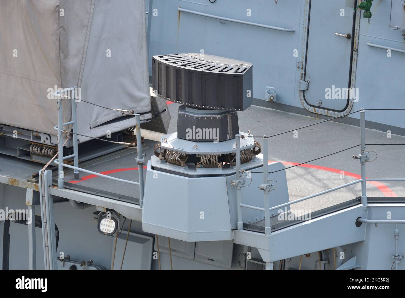 Tokyo, Japan - November 07, 2021: German Navy Rheinmetall Multi Ammunition Softkill System (MASS) naval self-defence system on Bayern (F217). Stock Photo