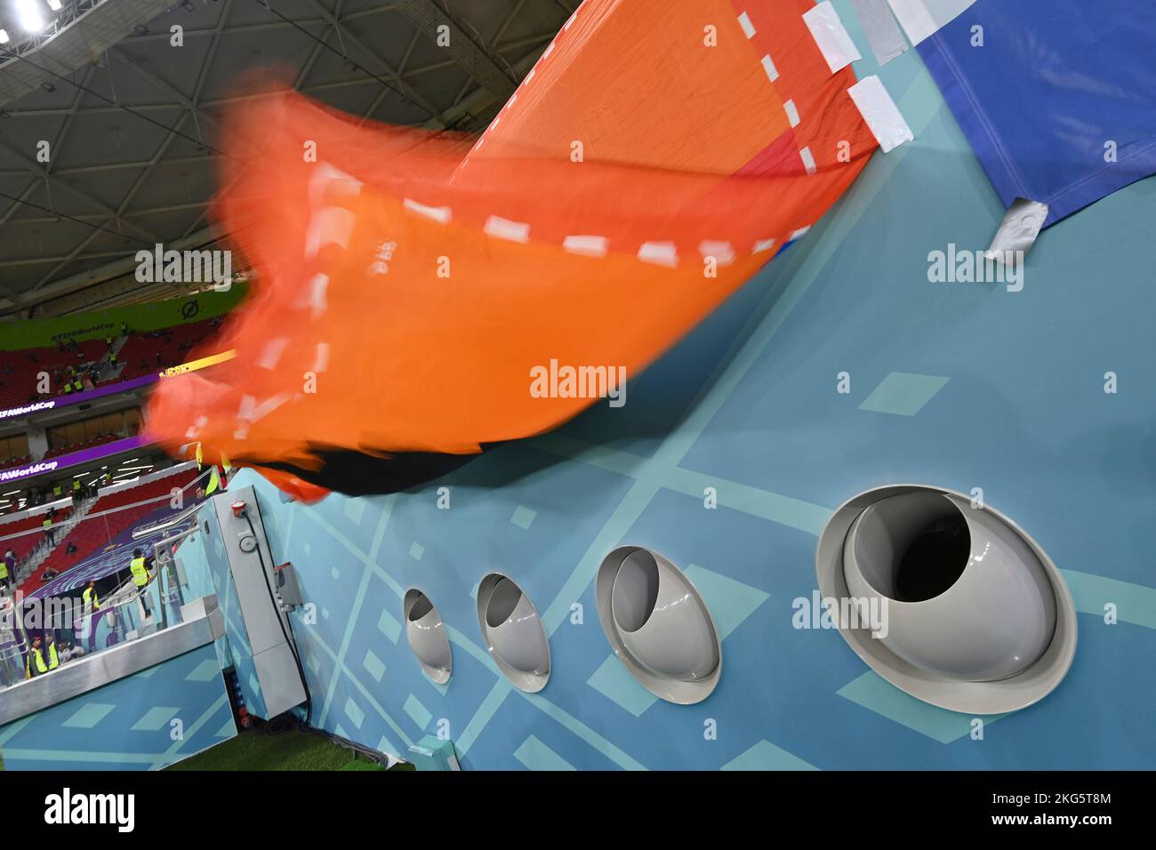 Doha, Katar. 21st Nov, 2022. Air conditioning vents blow cool air into