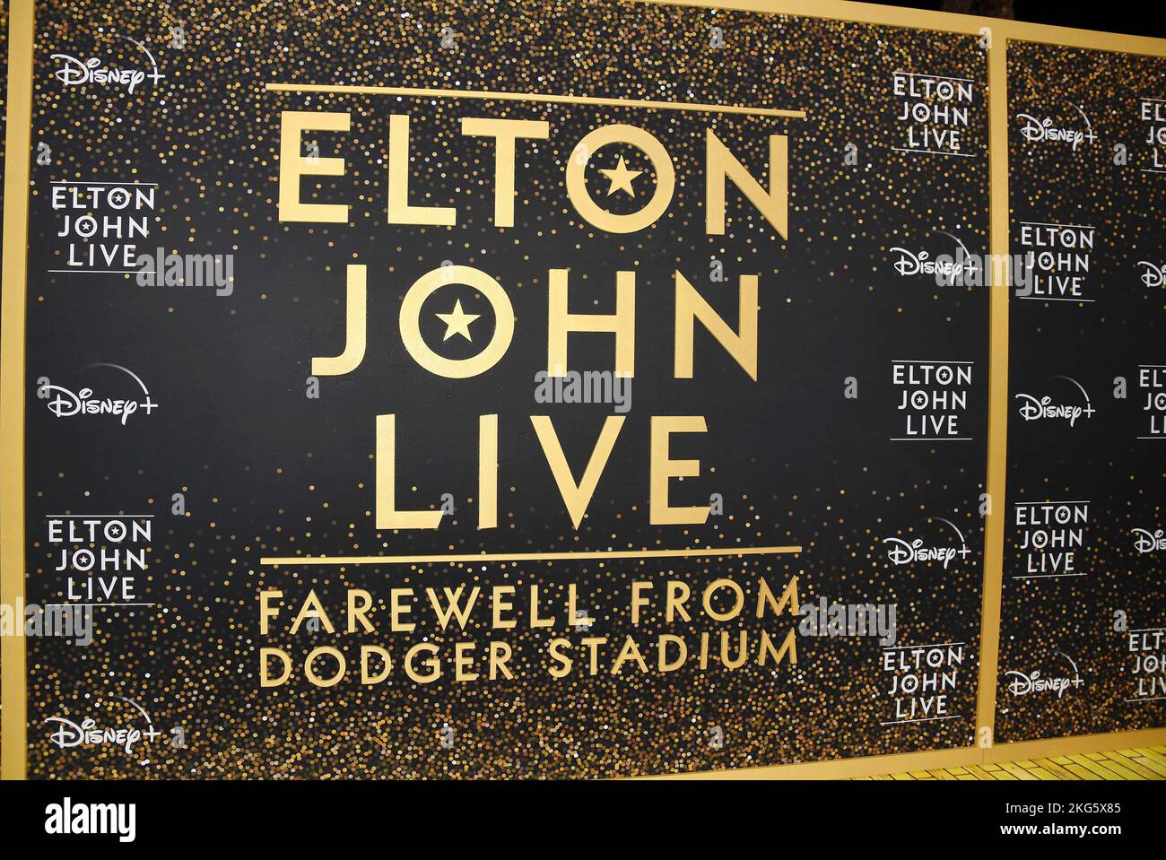 LOS ANGELES, CALIFORNIA - NOVEMBER 20: Background  attends the Disney+ "Elton John Live: Farewell From Dodger Stadium" Yellow Brick Road Event at Dodg Stock Photo