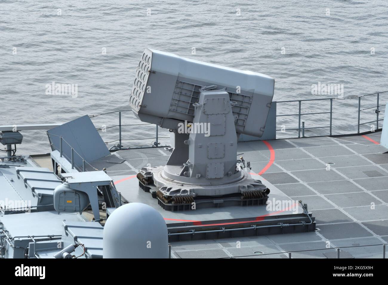 Tokyo, Japan - November 07, 2021: German Navy Mk.49 Guided Missile Launching System (GMLS) on Bayern (F217). Stock Photo