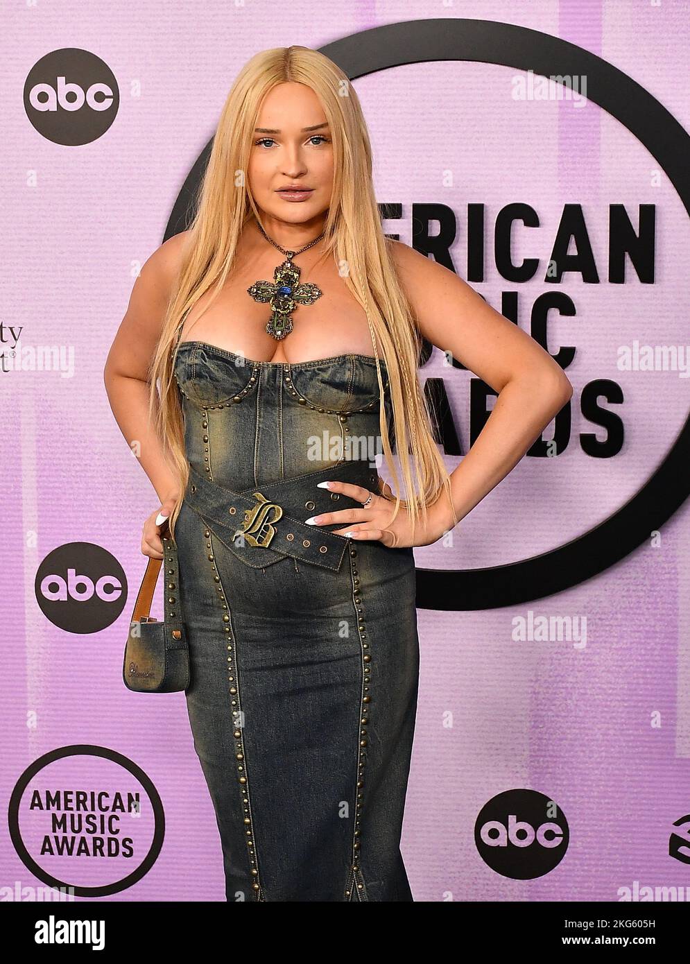 Kim Petras attends the 2022 American Music Awards at Microsoft Theater ...