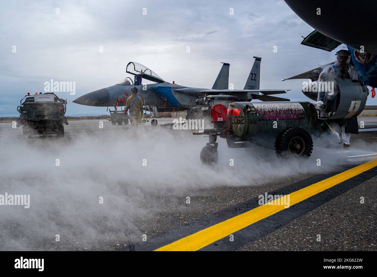 A U.S. Air Force crew chief from the 44th Aircraft Maintenance Unit ...