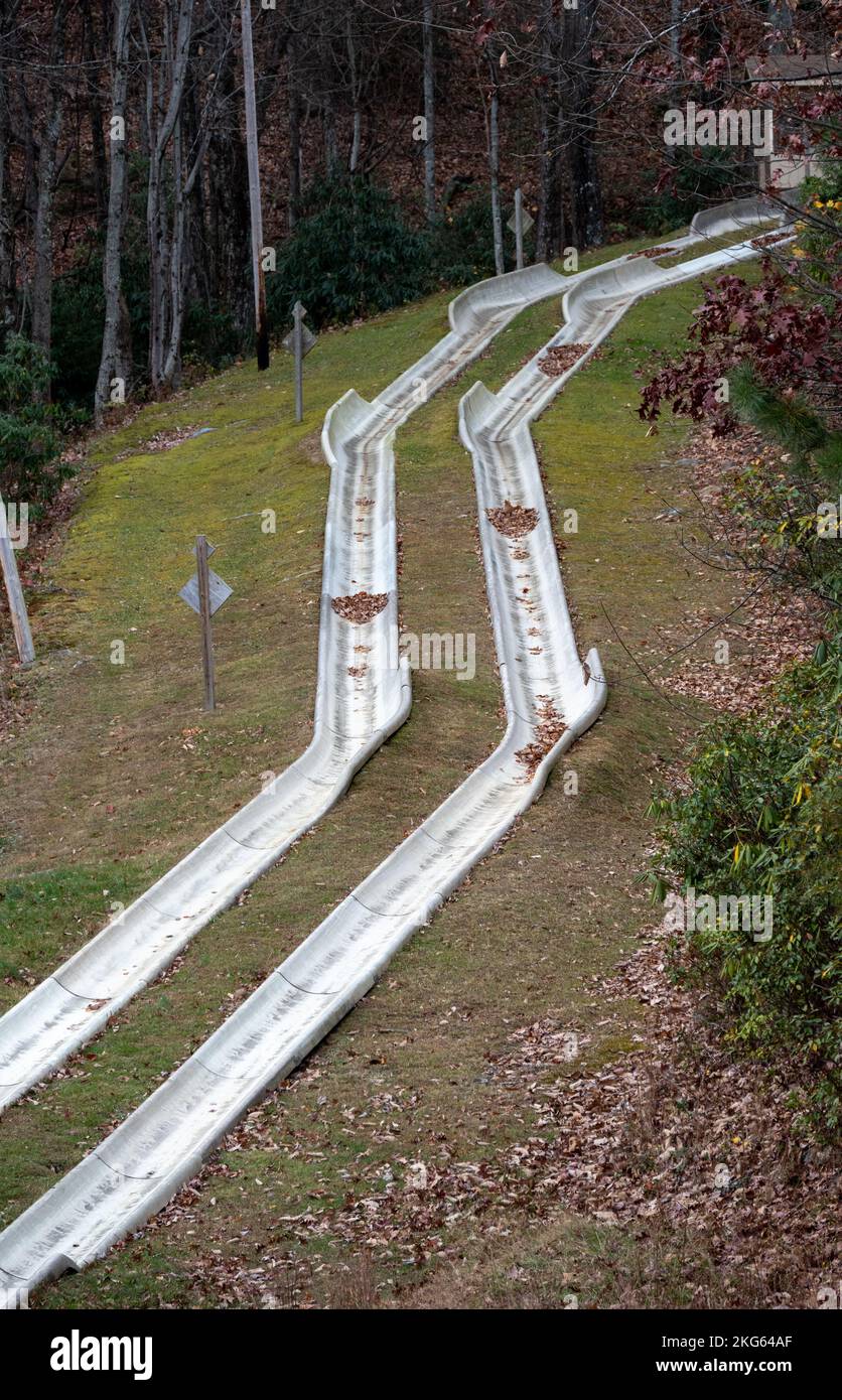 An empty alpine slide from Ober Gatlinburg, Tennessee Stock Photo Alamy