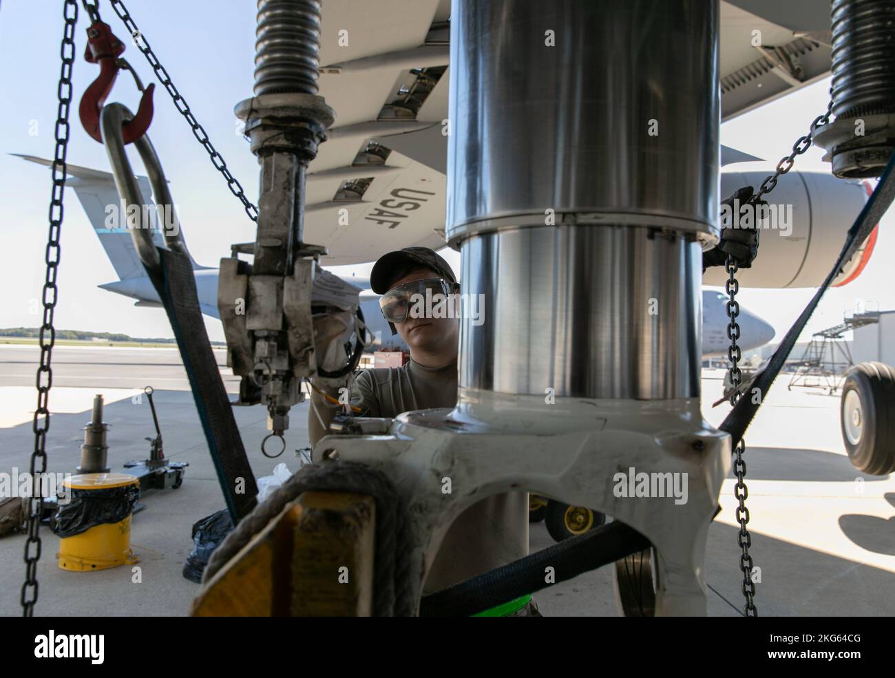 Senior Airman Andrew Small, 436th Aircraft Maintenance Squadron hydraulic systems journeyman