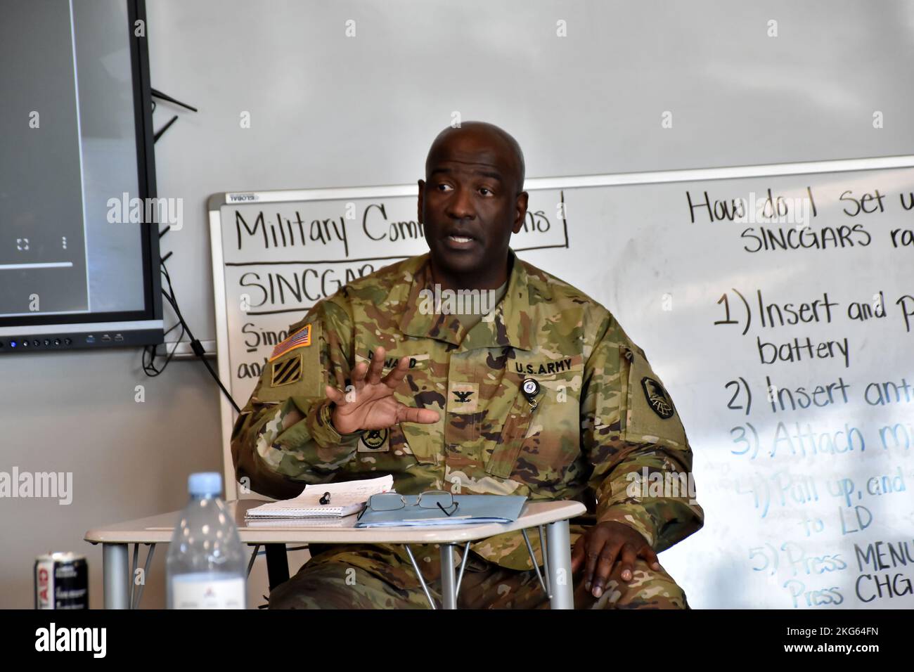 Col. Oscar Doward Jr., inspector general for U.S. Army Space and Missile Defense Command, speaks to Alabama A&M University ROTC cadets at the Frank E. Lewis Gymnasium in Huntsville, Alabama, Oct. 6, 2022. Stock Photo