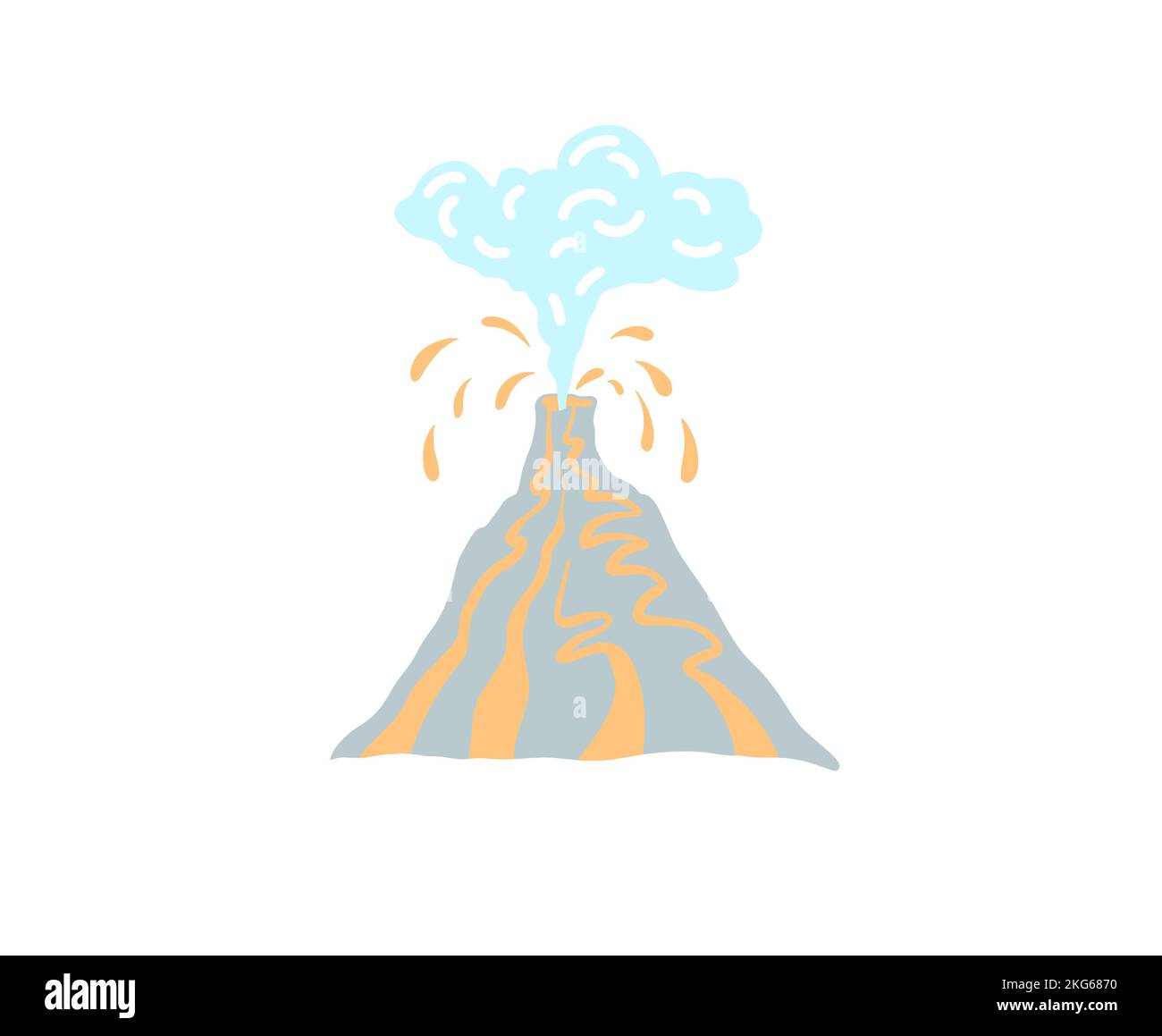 Erupting Volcano With Smoke And Lava Splashes Vector Illustration