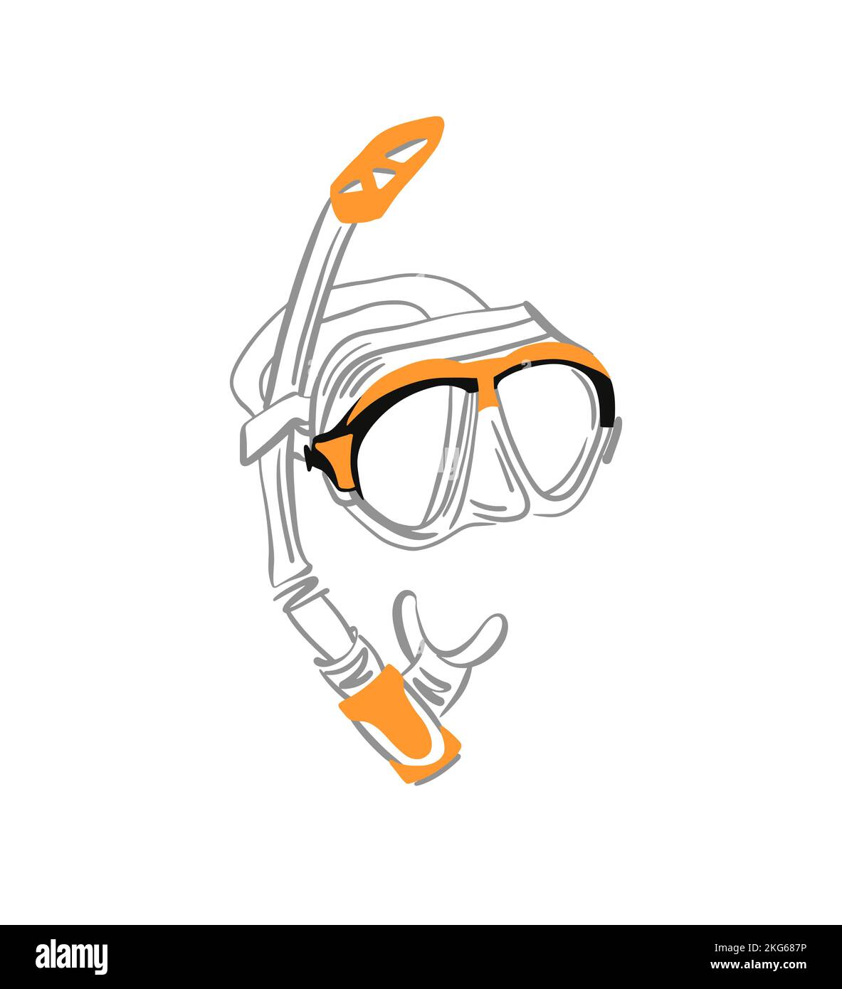 Mask and snorkel for snorkeling and swimming, vector illustration Stock