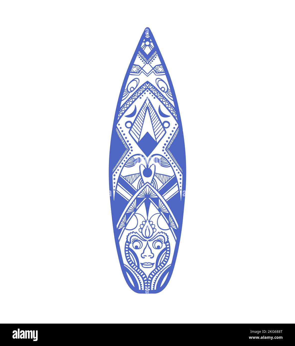 Surfboard with artistic ornament, vector illustration Stock Vector ...